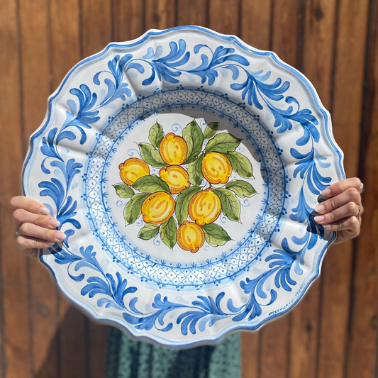 Scalloped plate with lemons